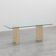 Mid‑Century Italian Dining Table with Glass Top and Travertine Base, 1970s