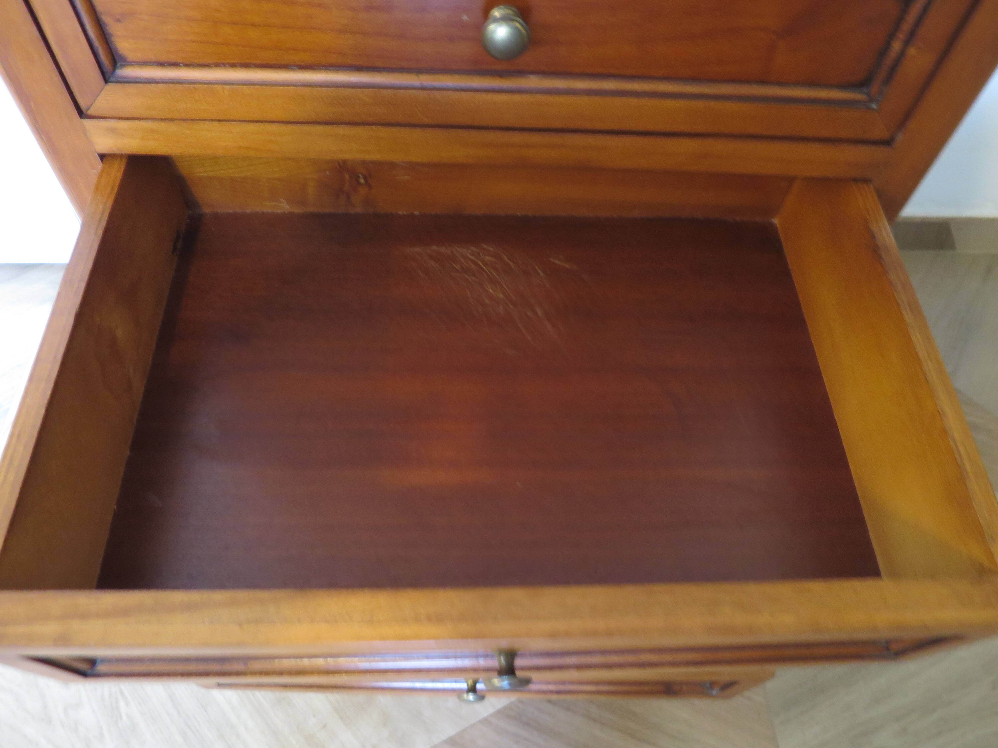 Rare Louis Philippe chest of drawers with 7 drawers from the 80s in cherry wood