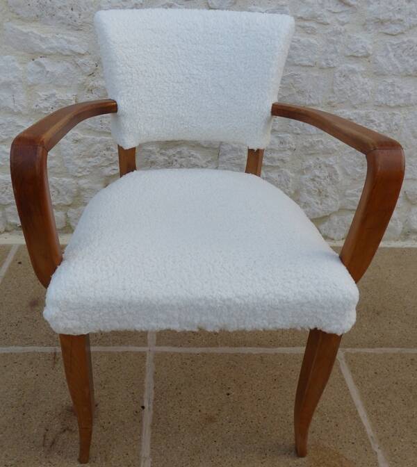 Chic Art Deco bridge chair from the 1950s, fully restored and hand-stitched