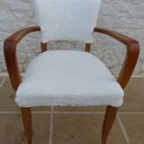 Chic Art Deco bridge chair from the 1950s, fully restored and hand-stitched