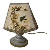 Lampe vintage abat jour Tillier perruches et moineaux