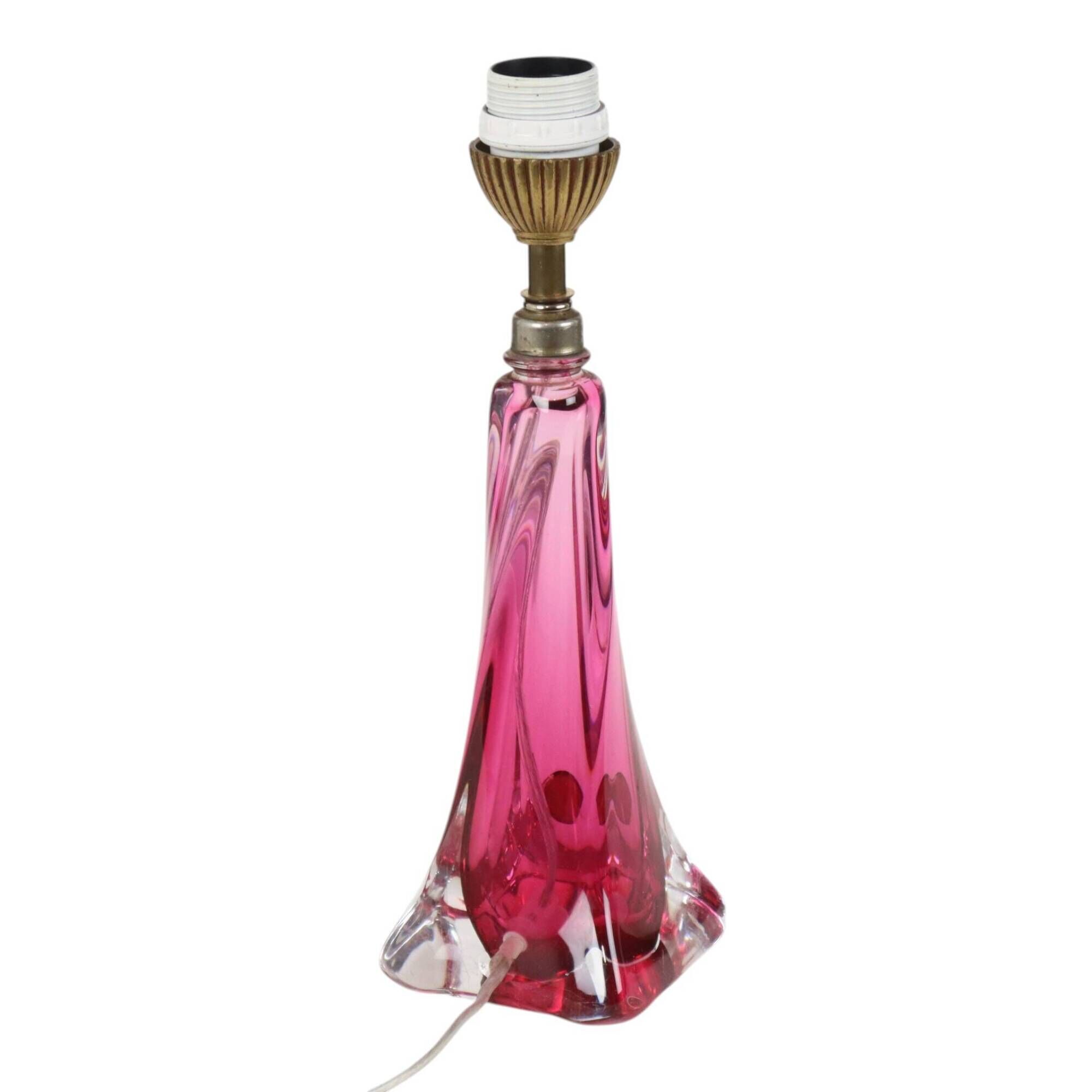 Purple and Pink Crystal Table Lamp – Val Saint Lambert – Sixties