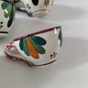 Set of 7 miniature Quimper earthenware cups