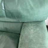 Roche Bobois green leather armchair