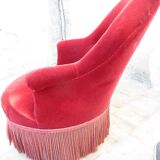 Pair of red velvet toad chairs