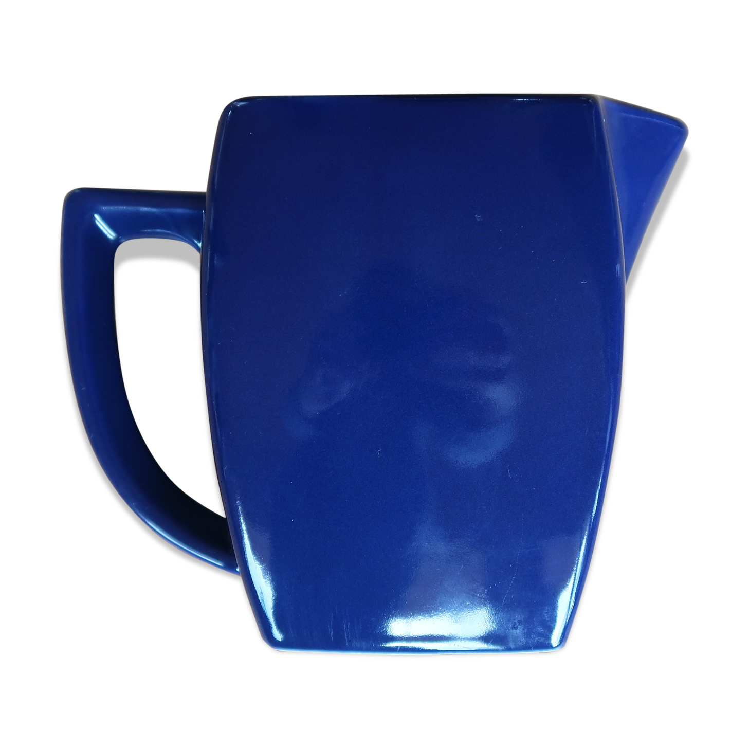 Blue enamelled jug