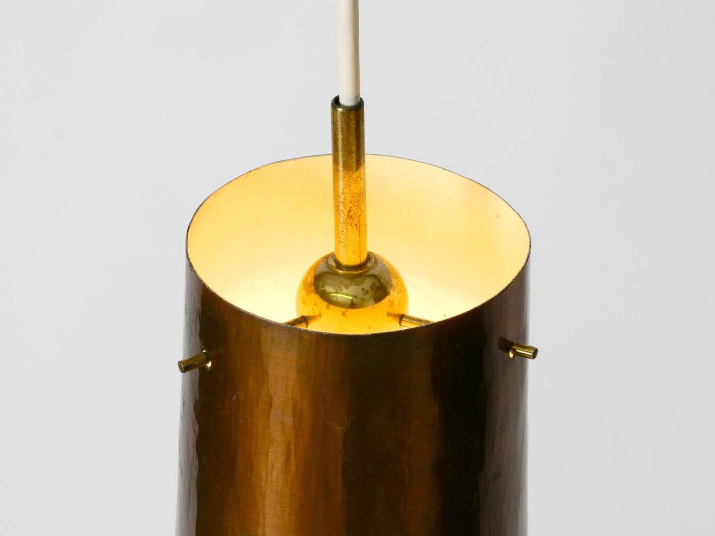 Beautiful Mid Century Modern pendant lamp made of copper shaped like a cone