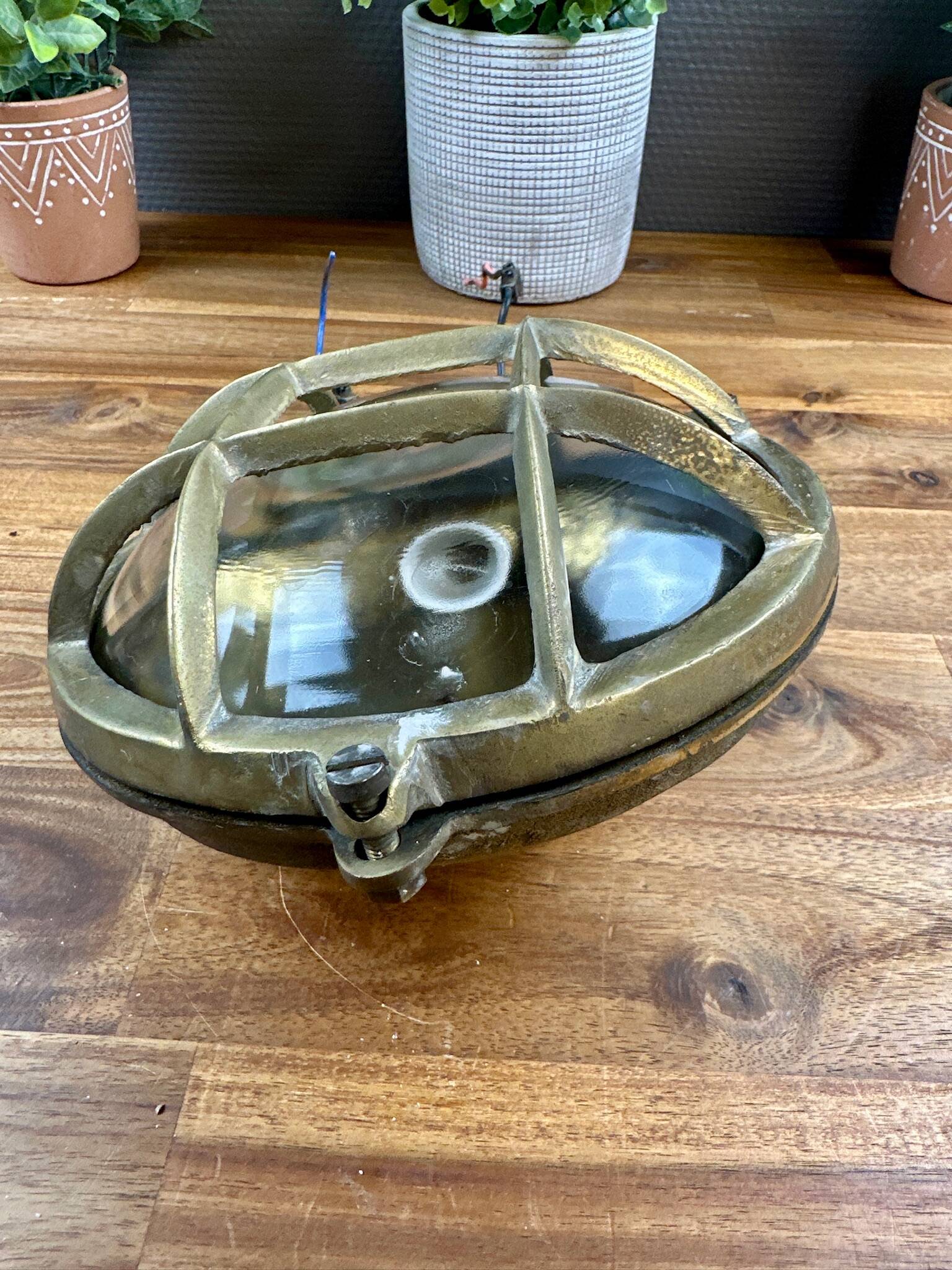 Vintage industrial brass clock – maritime/workshop style