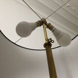 Tripod floor lamp with adjustable height and shelf from the 1960s.