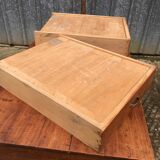 Poplar wood table with 2 front drawers from the Reconstruction period.