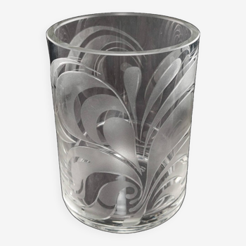 1970s Rosenthal Bjorn Wiinblad Signed Etched & Cut Glass Vase