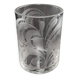 Vase en verre gravé et coupé signé Rosenthal Bjorn Wiinblad des années 1970