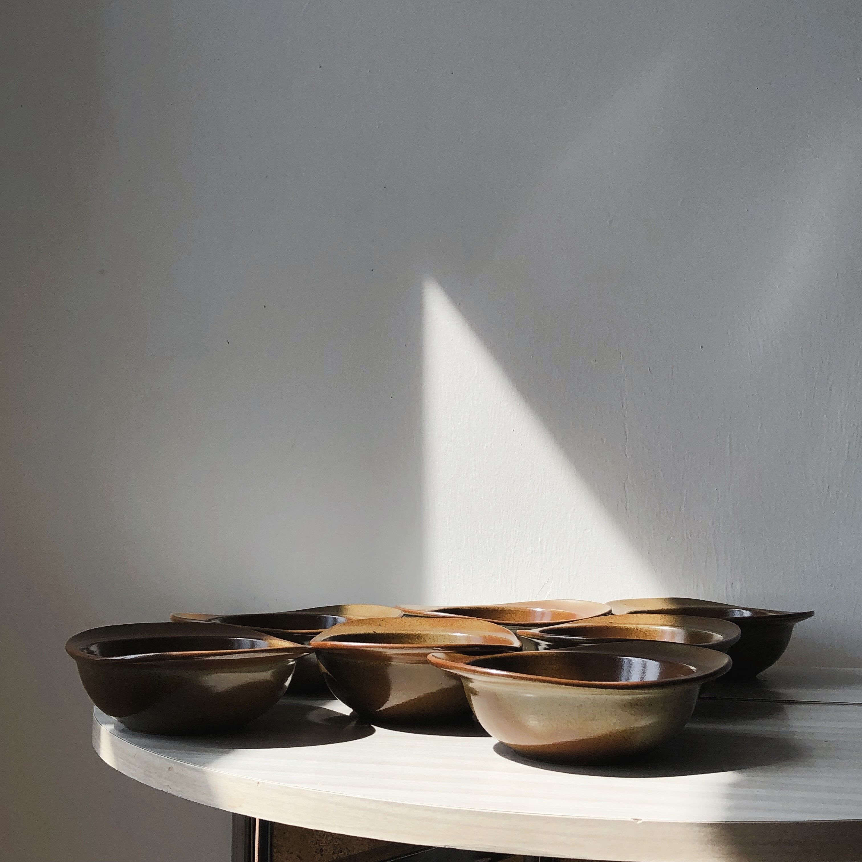 Set of 7 bowls with ears in spotted ceramic - TBE pyrite stoneware.
