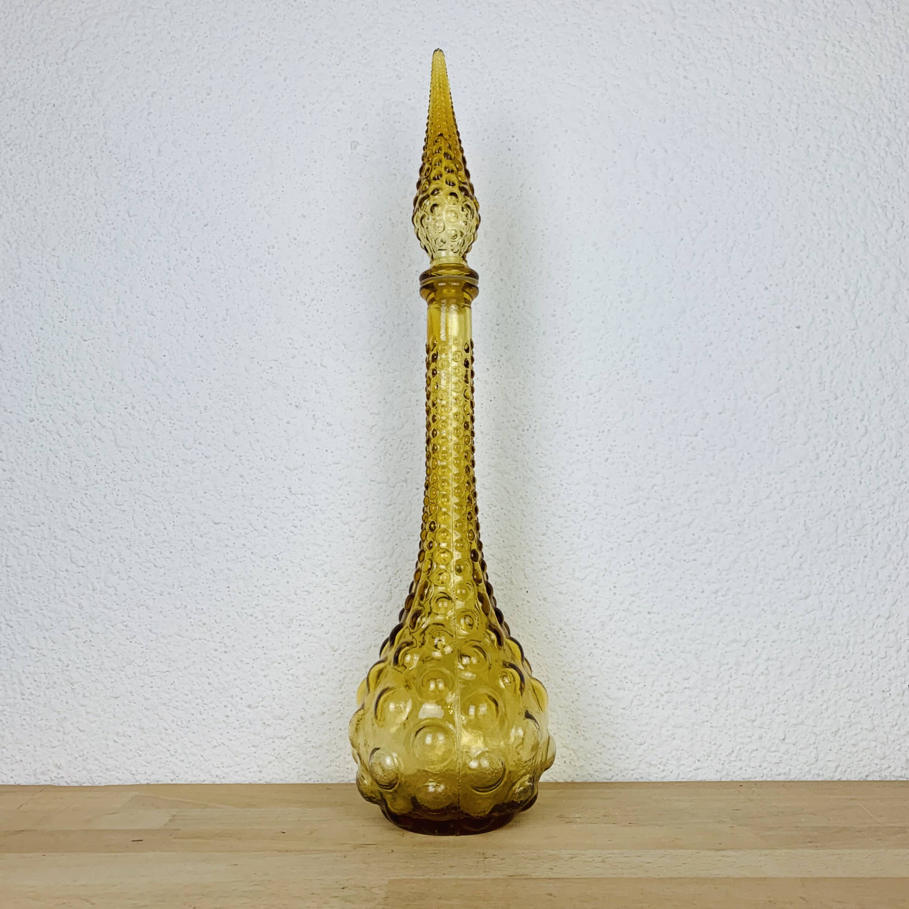 Carafe Empoli Italian bottle yellow glass, vintage