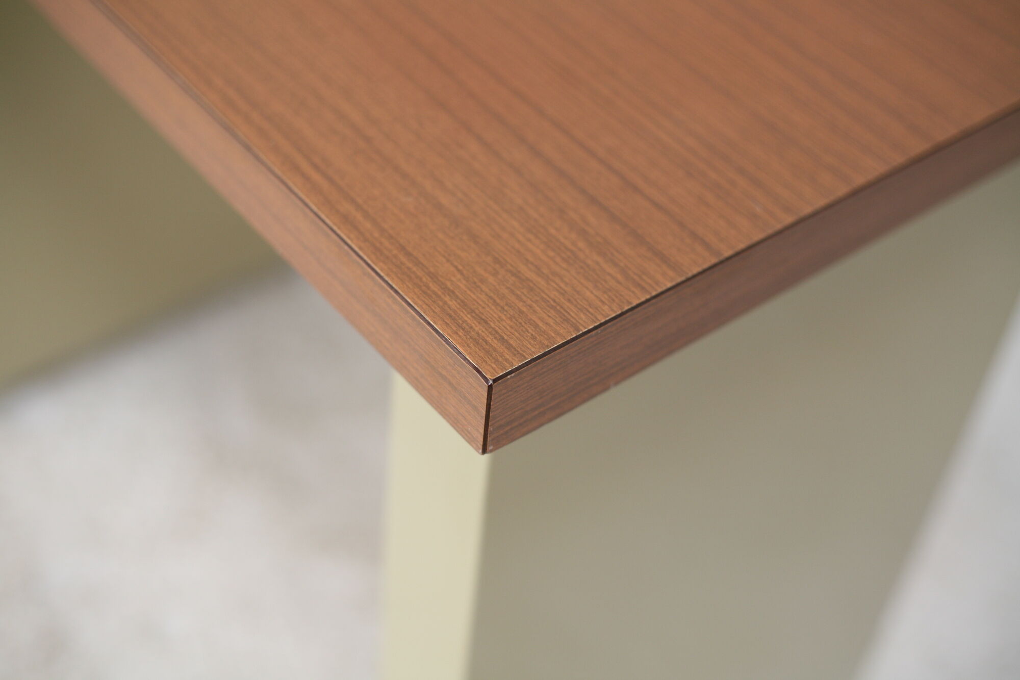 Minimalist desk, lacquered steel, formica top. France, circa 1970