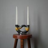 Bougeoir chandelier candélabre vintage céramique Vallauris poterie artisanale