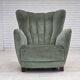 1960s, Danish highback relax chair, furniture velour, ash wood.