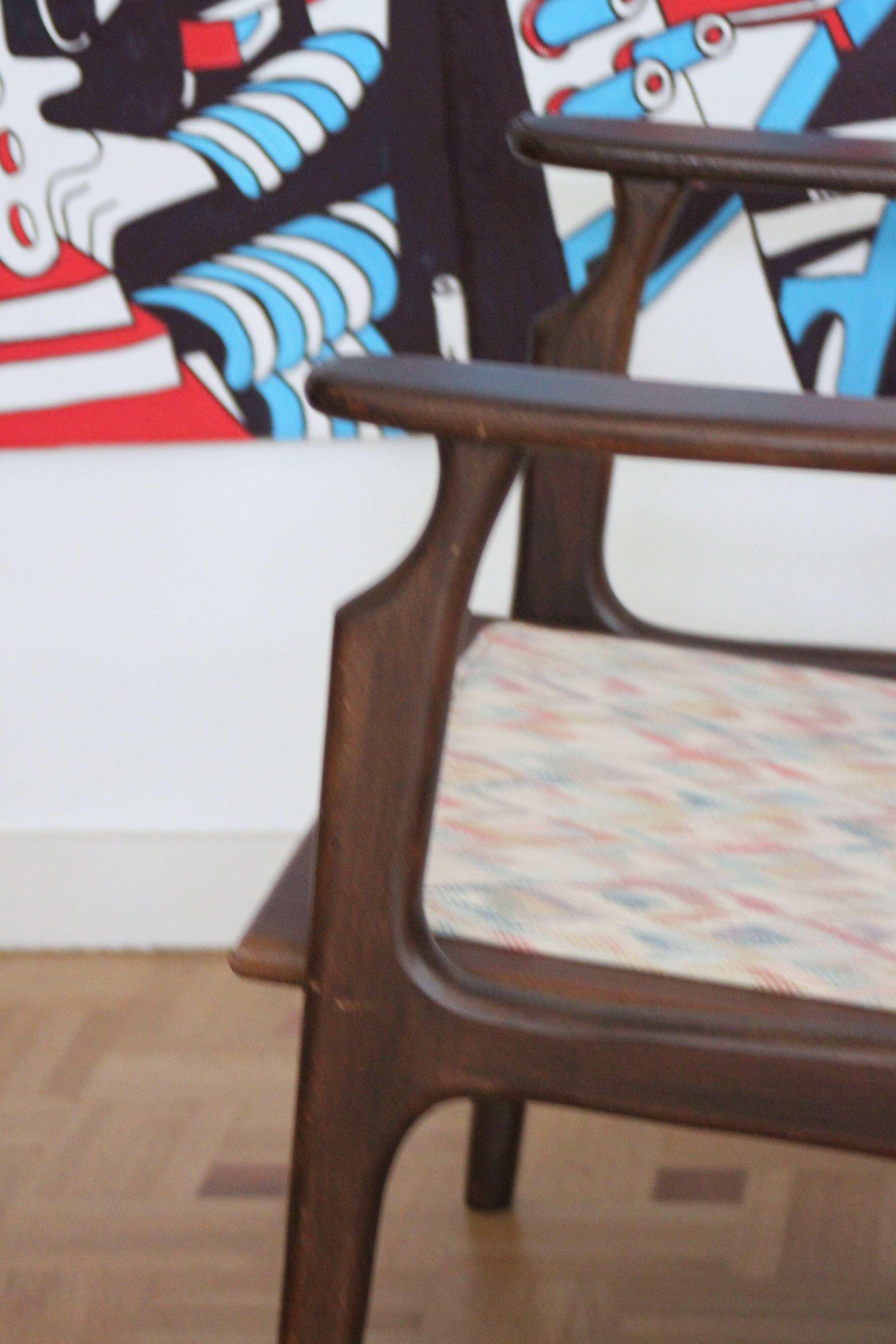 Fauteuil relax vintage en bois de style scandinave, 1950