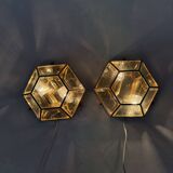 Set of 2 hexagonal wall lamps by Sothis, Italy 1980s
