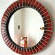 Large round ceramic mirror vintage 70s