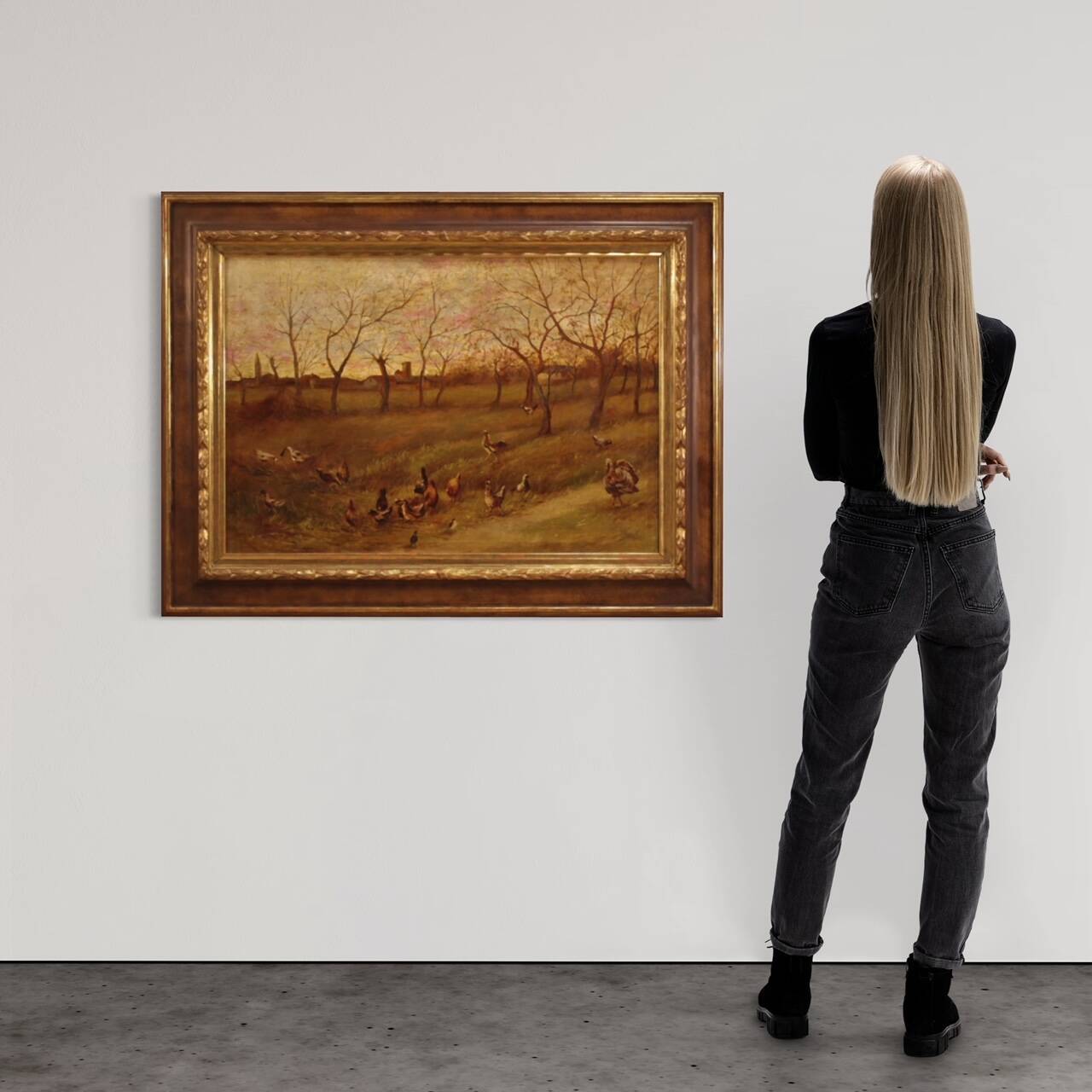 Paysage bucolique peinture italienne du 20e siècle