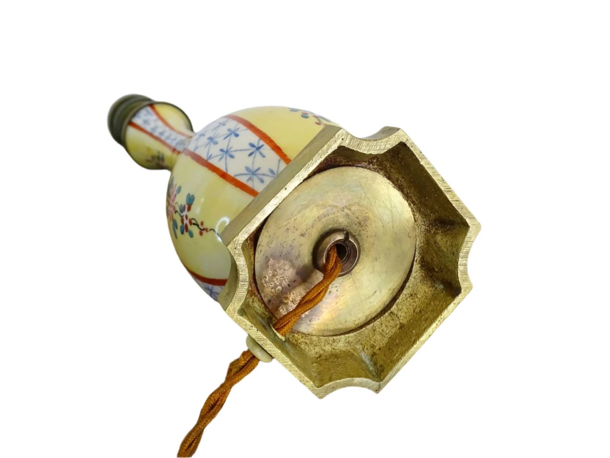 Pied de lampe vintage en porcelaine française de style chinoiserie