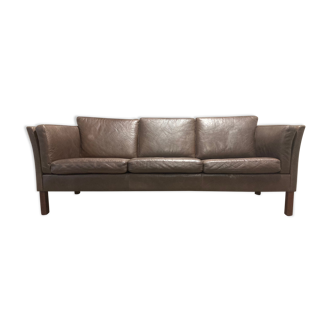 Sofa leather brown Scandinavian design