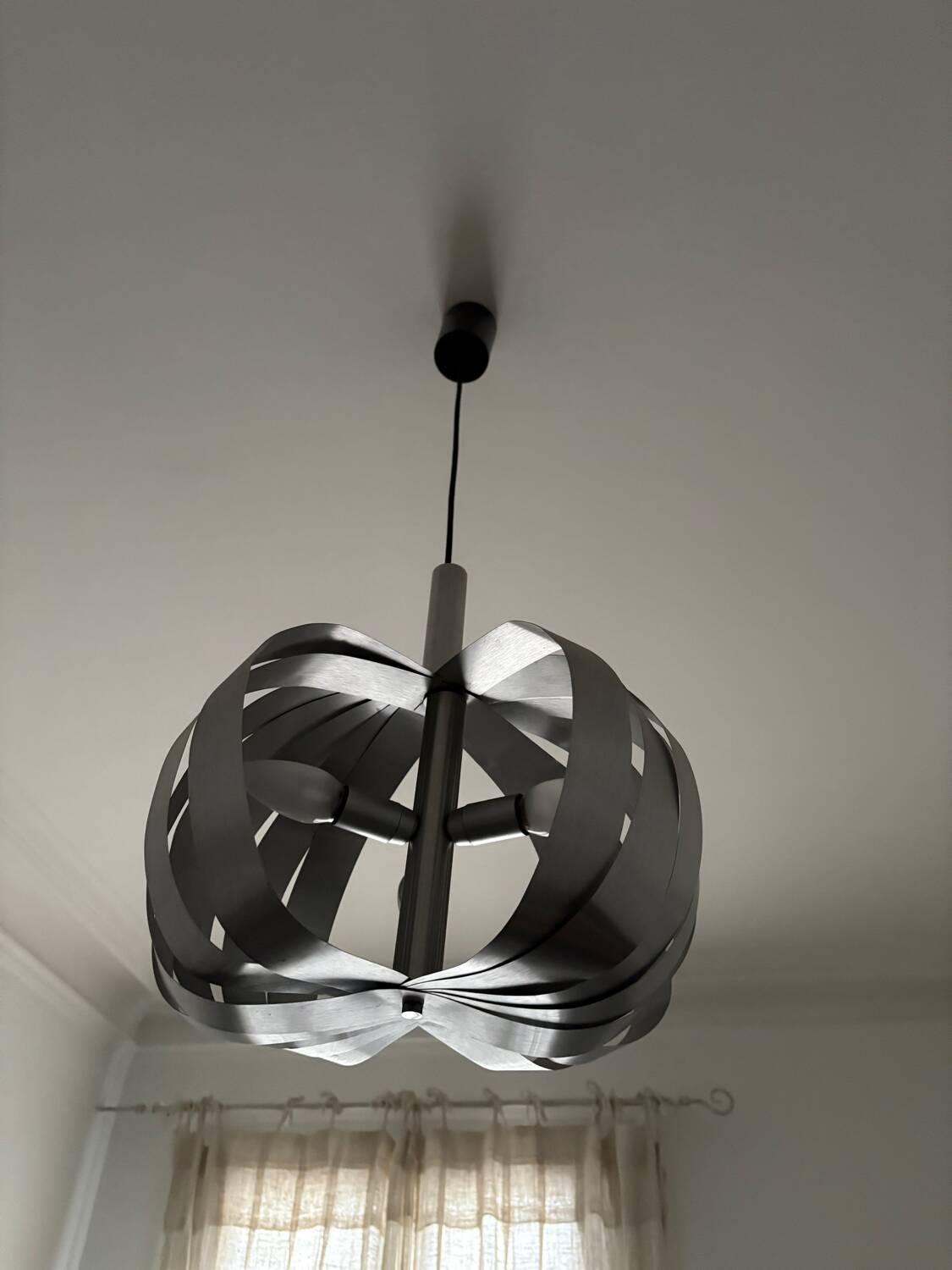 Space Age brushed metal ball chandelier