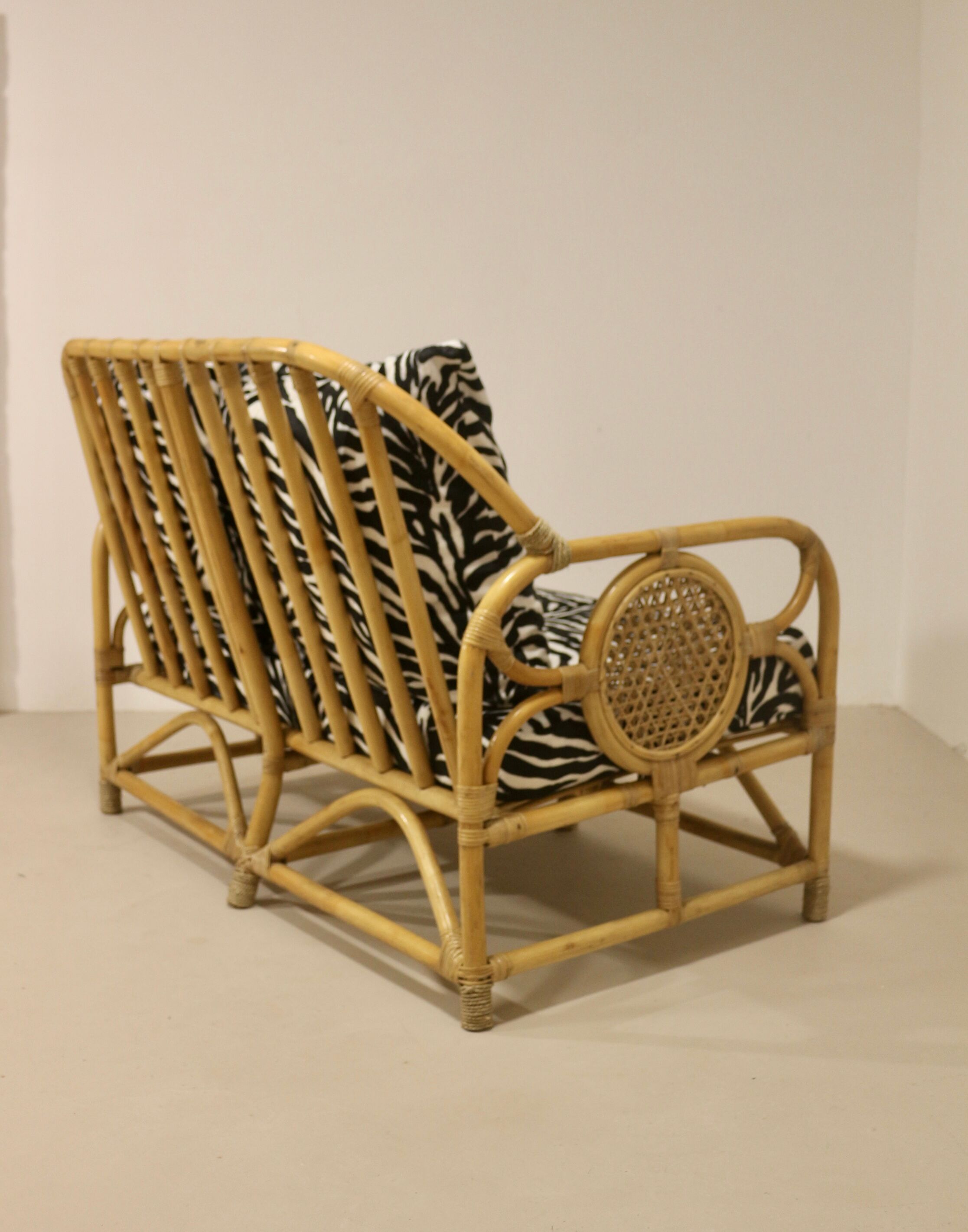 Vintage rattan sofa 2 places year 60