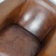 Vintage Dutch cognac coloured leather club chair, set of 2 with footstool