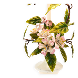 Hand-painted Toleware table lamp with wild apple blossom flowers, Salvadori, Italy, 1950s.