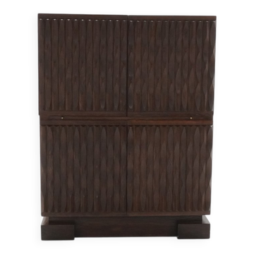 Vintage Brutalist Cabinet in Oak from Maison Aurora, Belgium, 1970s