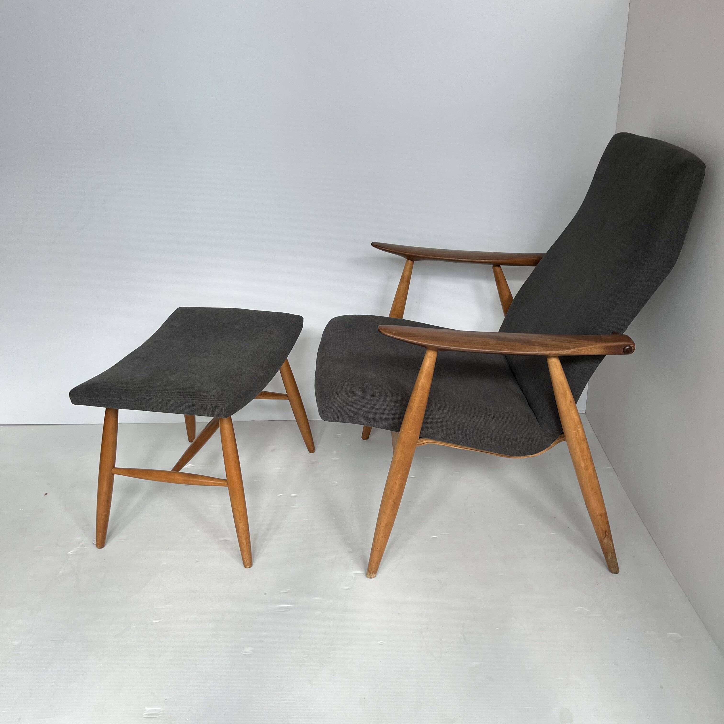 Vintage Scandinavian armchair and ottoman