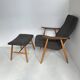 Vintage Scandinavian armchair and ottoman