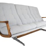 Canapé scandinave vintage extrêmement confortable en tissu gris clair années 1960, unique