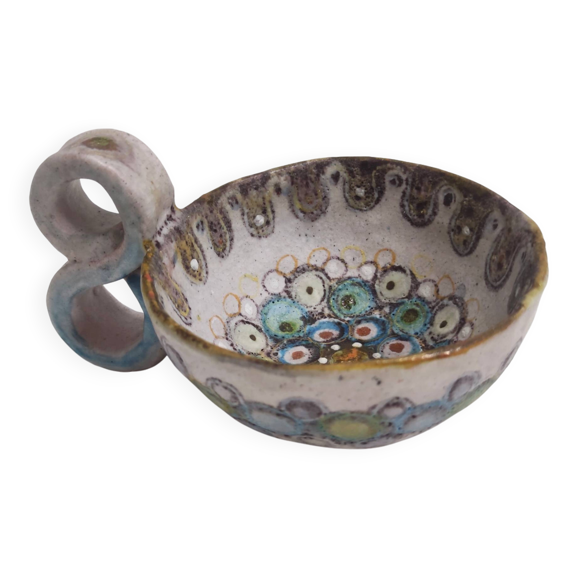 Gray Fat Lava Earthenware Catchall / Videpoche by Lino Zaramella, Signed