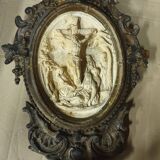 Small Holy Water Font / Stations of the Cross in Wood and Plaster - early 19th century