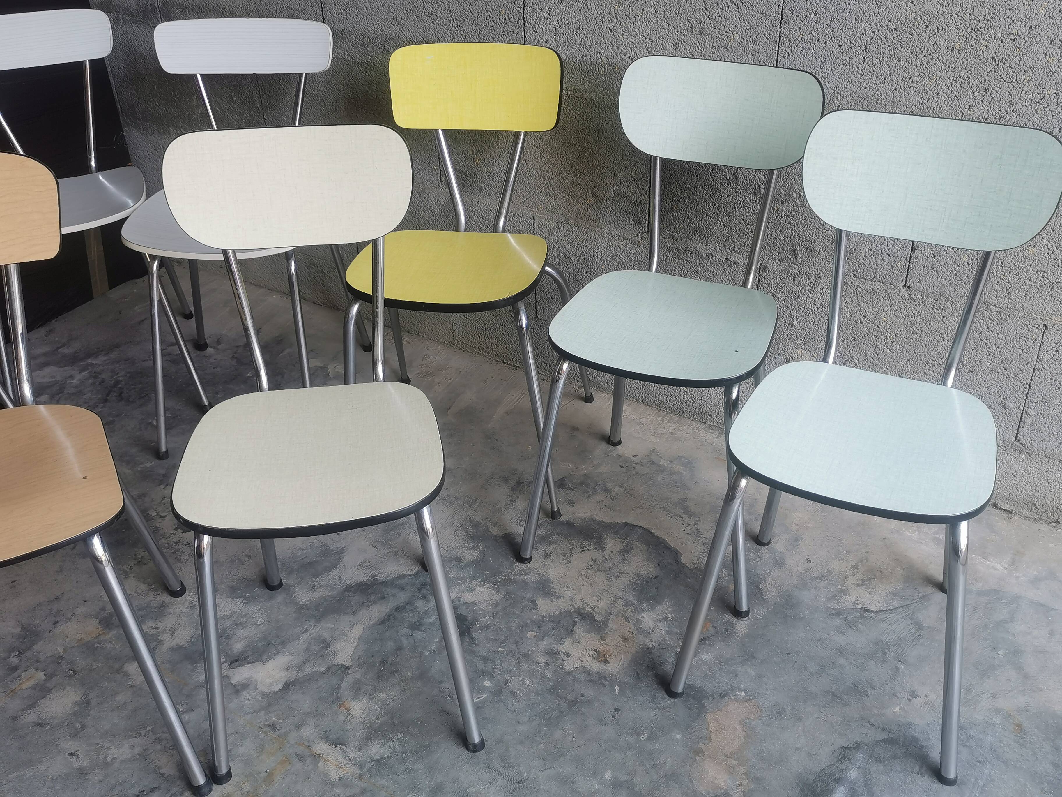 Set of 9 vintage formica chairs