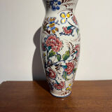 Glazed earthenware vase – floral and bird decoration –