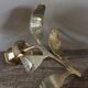 Brass candle holder with oval leaf branch