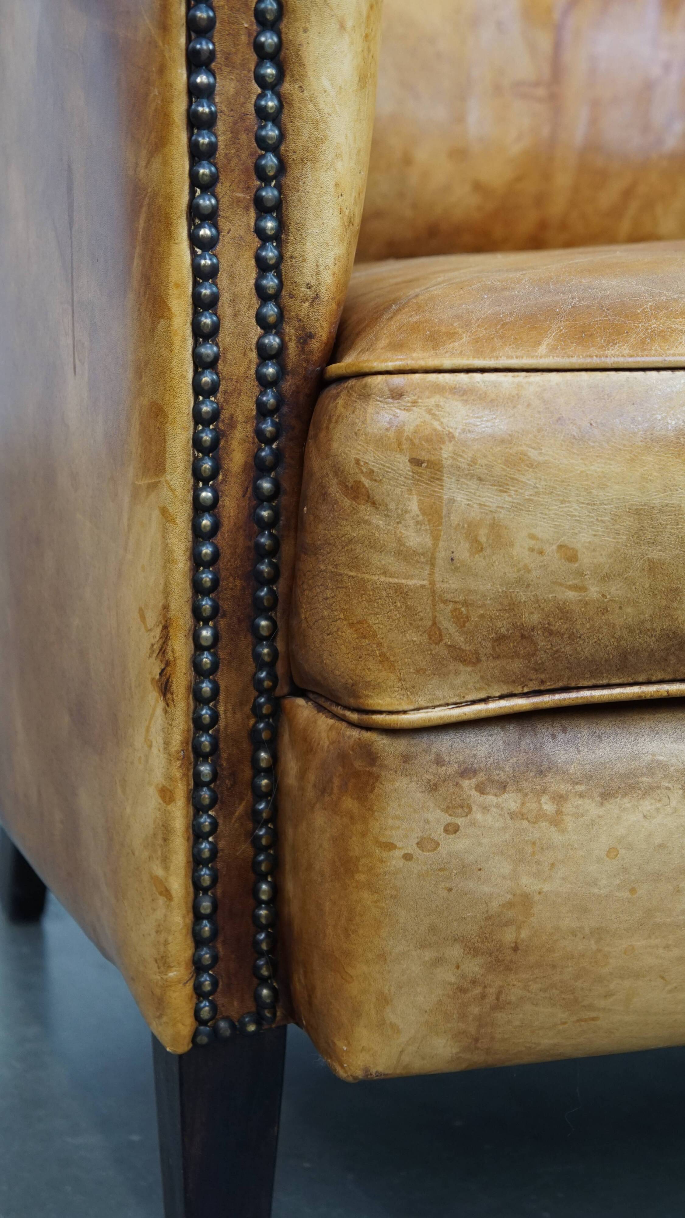 Cow leather English style club chair