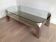 Table basse design octogonale chromée à plateaux de verre et miroir