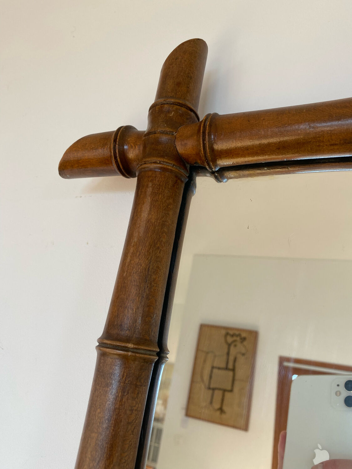 Vintage bamboo mirror, 90x65 cm