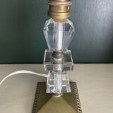 Lampe art déco verre et bronze