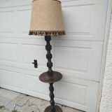 Turned wooden floor lamp – in the style of Charles Dudouyt art deco