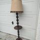 Turned wooden floor lamp – in the style of Charles Dudouyt art deco