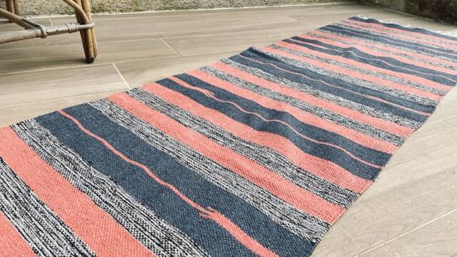 VINTAGE 80s Cotton Kilim RUG
