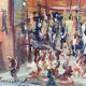 Oil on wood, “village festival”, Italy, 1960s
