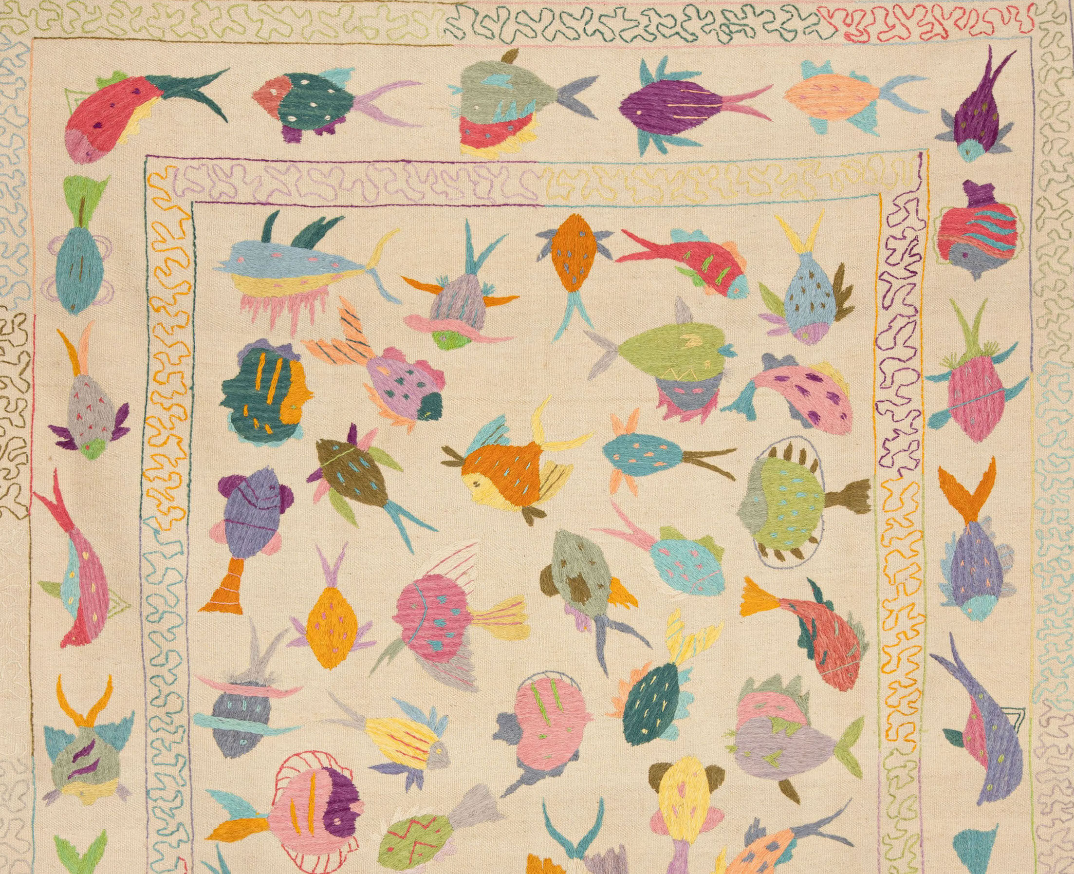 Kilim afghan embroidery 224 x 173 cm