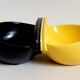 Double two-tone ramekins black yellow 50s